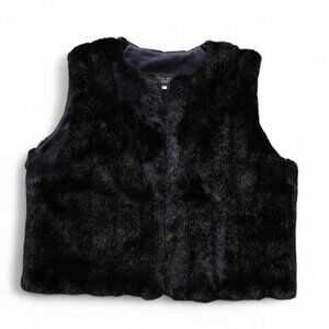 Donna Salyers Fabulous Furs Vest Women’s M Medium Black Vegan Faux Fur